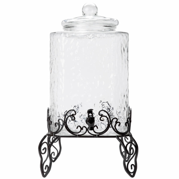 5 Gallon Hammered Glass Beverage Dispenser