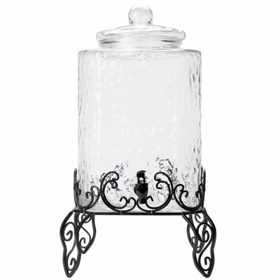 5 Gallon Hammered Glass Beverage Dispenser